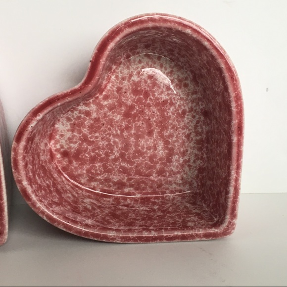 Coche Stoneware Heart Ramekins Pink White Spatter Portugal 2 Ceramic bakeware - Picture 2 of 15
